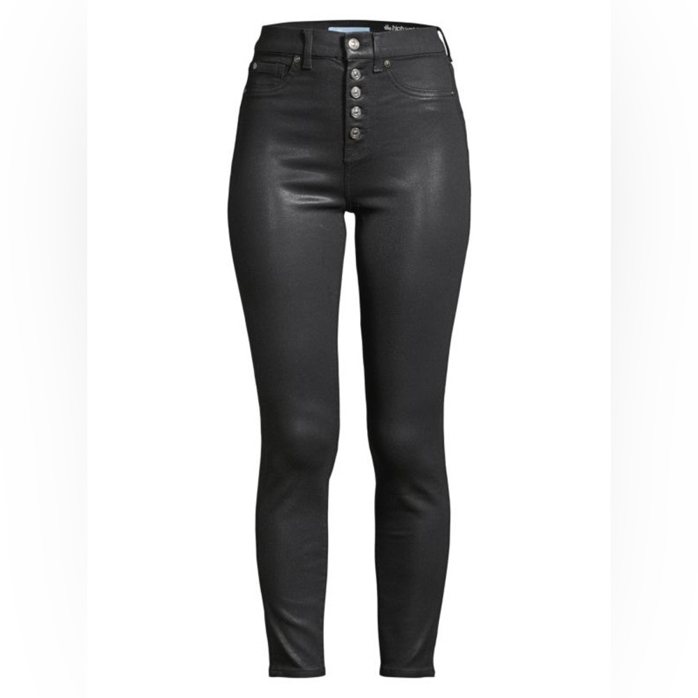 7 For All Mankind High Rise Coated Skinny Jeans in black b(air)